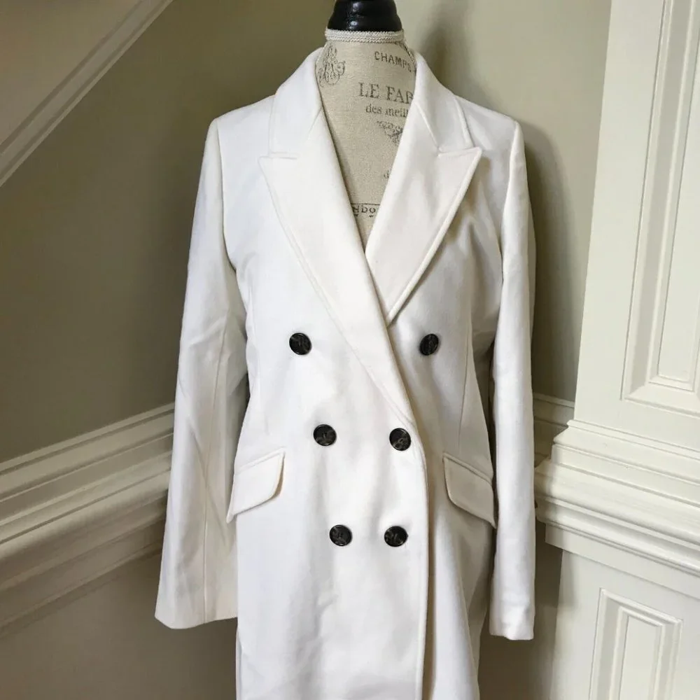 NWT JCrew Double Breasted Top Coat Womens 2 Ivory Cream Italian Cloth Wool NEW - Picture 5 of 13